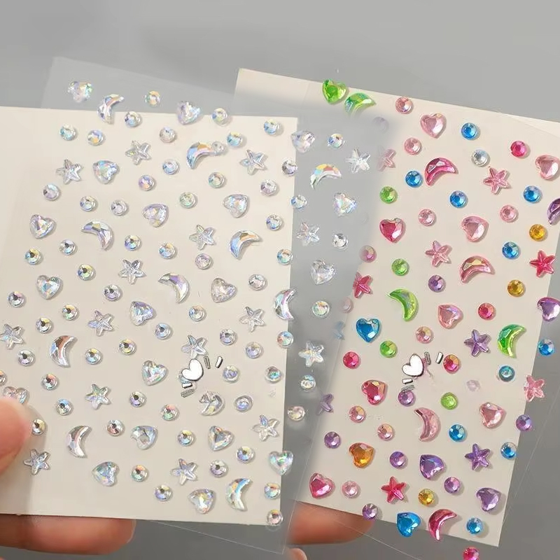 Body Jewelry Stickers - 1/2pcs 3D Star Moon Heart Rhinestone