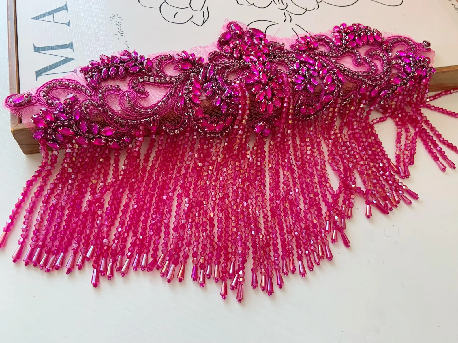 Body Jewelry Hot - Fuchsia Rhinestone Appliqué Patch With Crystal