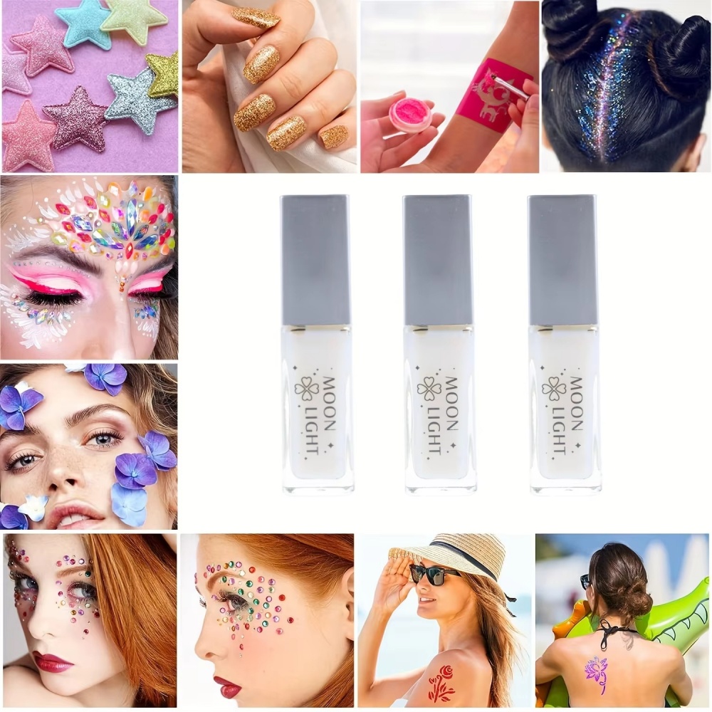 Body Jewelry Glue - Skin-Friendly Glitter Glue 10ml Safe White