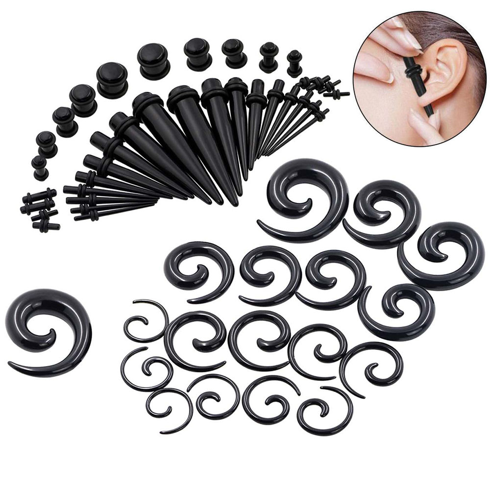 Body Jewelry Tunnels - 1 Set Ear Taper Kit Black