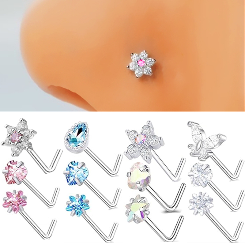 Body Jewelry Indian - 3PC Stainless Steel Flower Nose Piercing