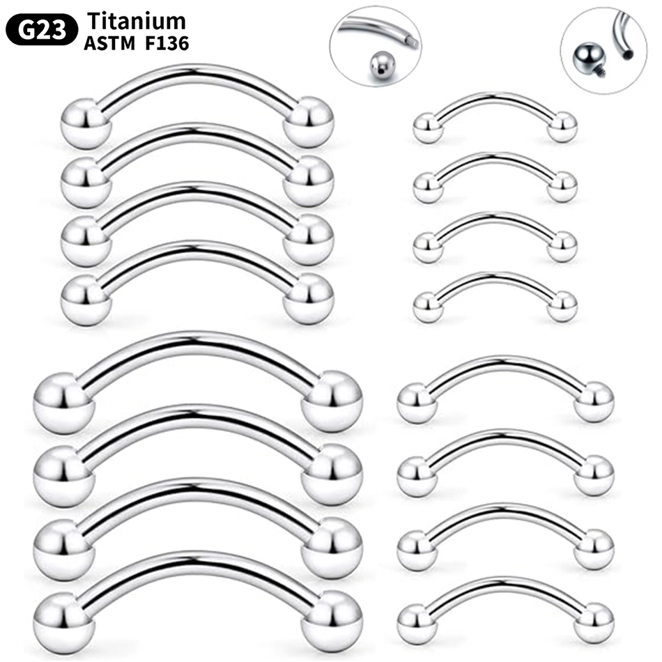 Eyebrow Curved Barbell - 1Pc Titanium Piercing Curved Barbell Eyebrow