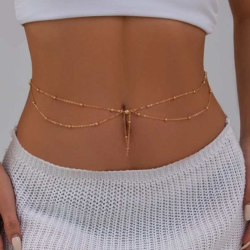 Body Jewelry Gold - KunJoe Multilayer Gold Color Thin Bead