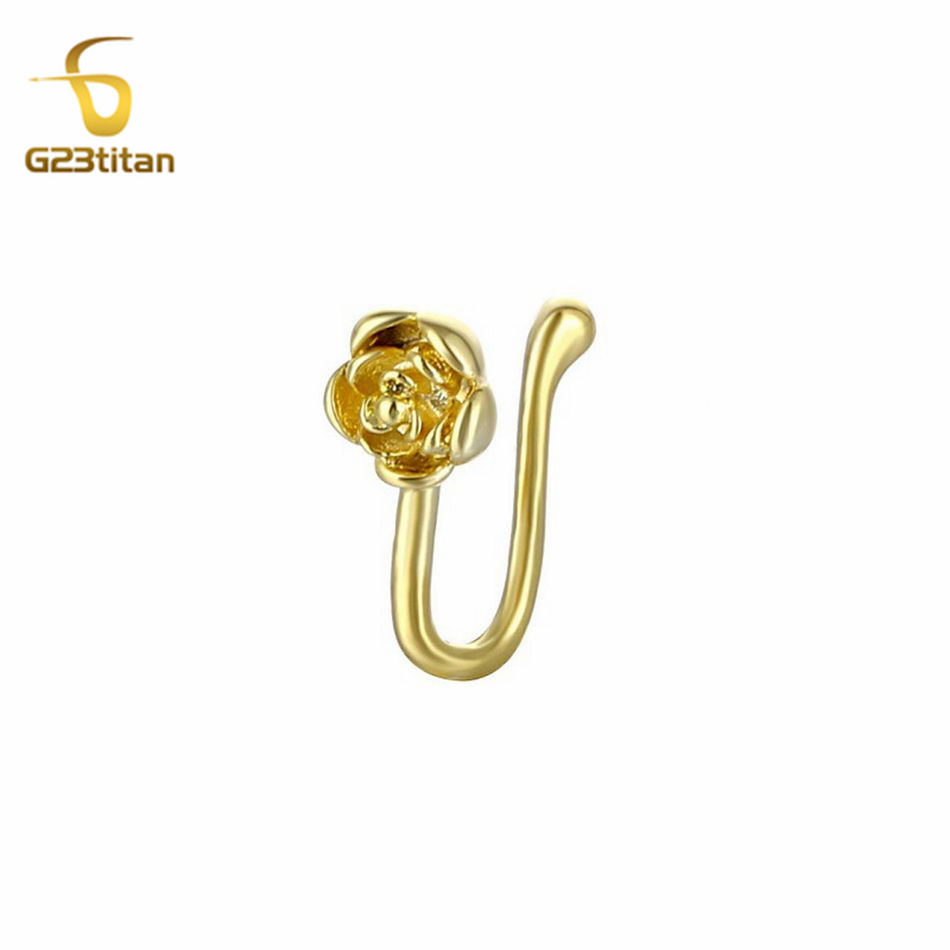 Body Jewelry Ear Piercing - 1pc Crystal Copper Rose Nose Clip