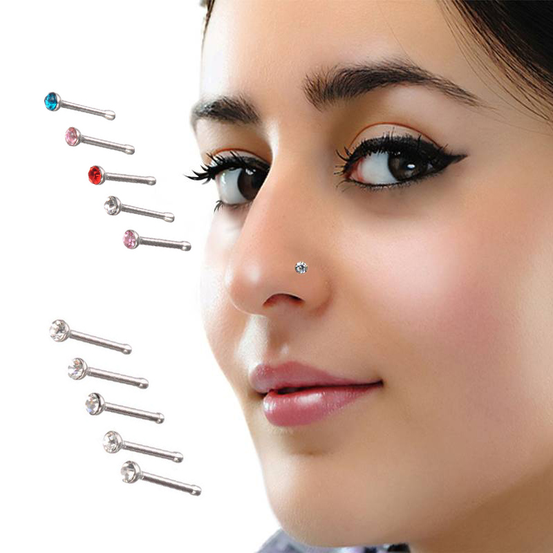 Body Jewelry Indian - 2PCS/Lot Indian Crystal Rhinestone Nose Nail