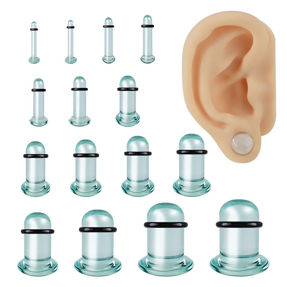 Body Jewelry Tunnels - 1Pair Glass Ear Tunnels and Plugs