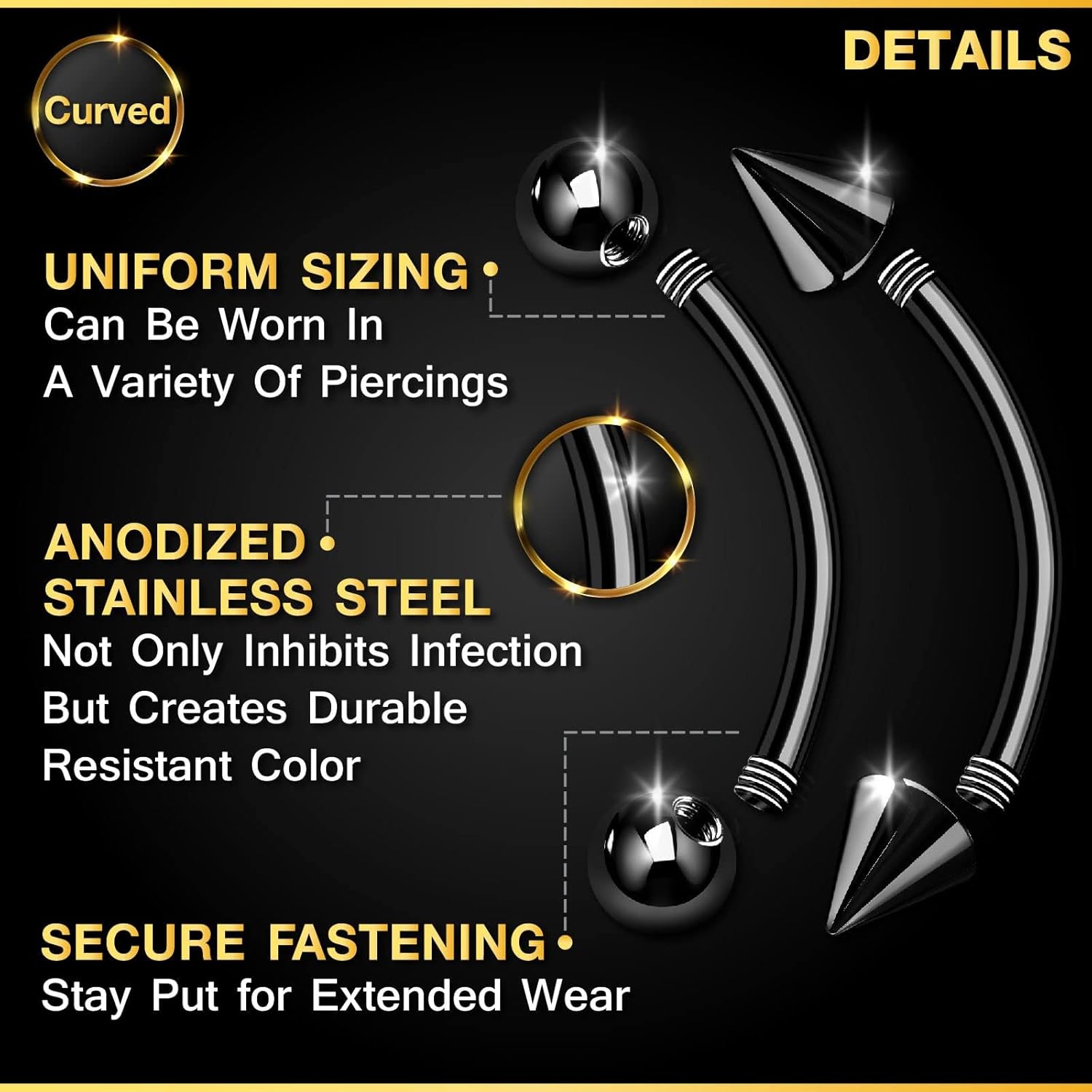 32pc/set Surgical Steel Curved - Eyebrow Curved Barbell ulasan dan harga