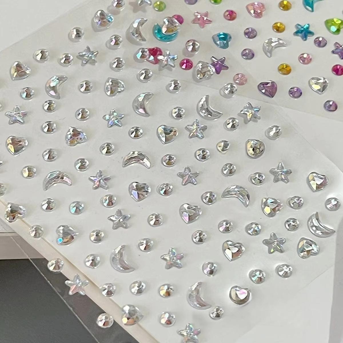 1/2pcs 3D Star Moon Heart Rhin - Body Jewelry Stickers ulasan dan harga