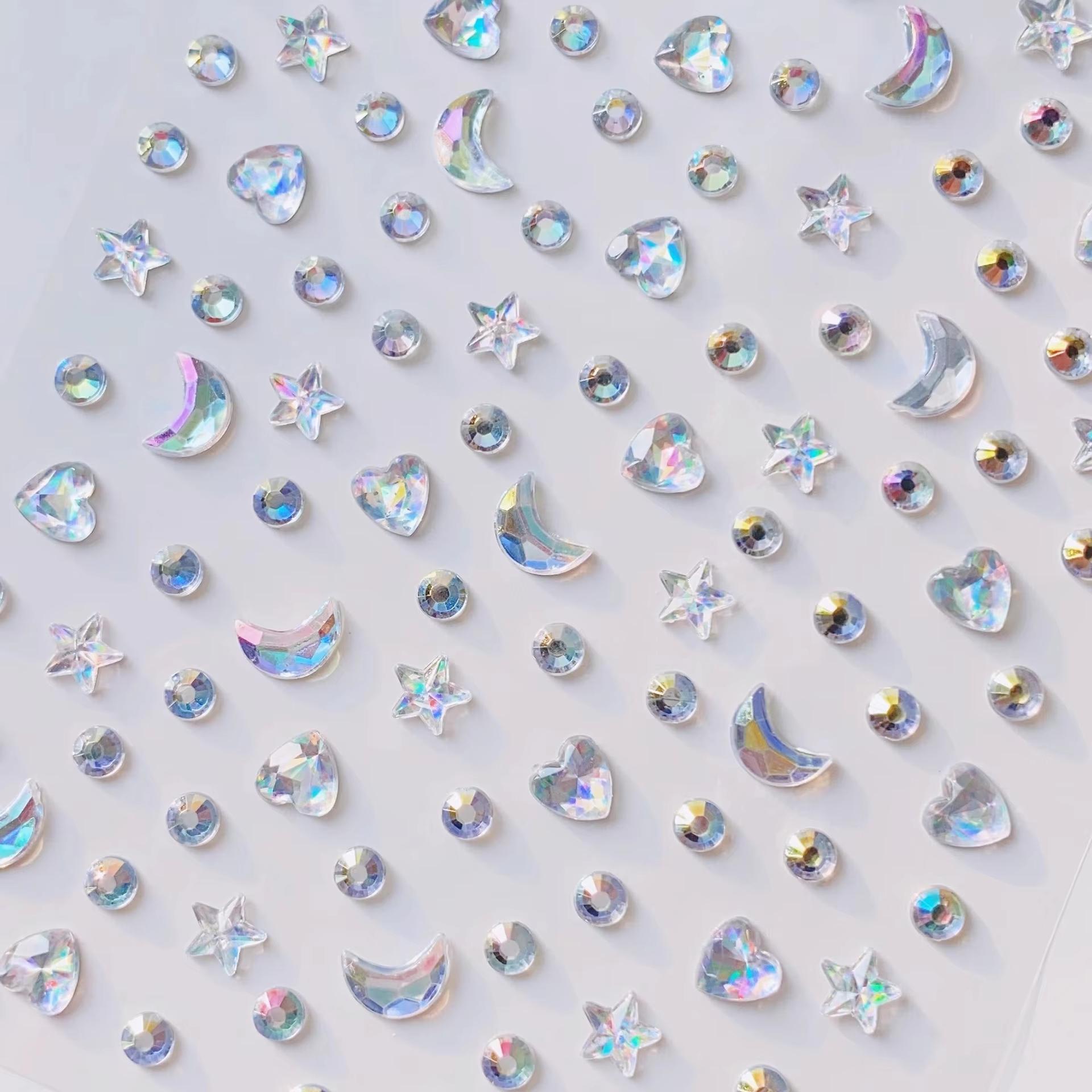 1/2pcs 3D Star Moon Heart Rhin - Body Jewelry Stickers ulasan dan harga