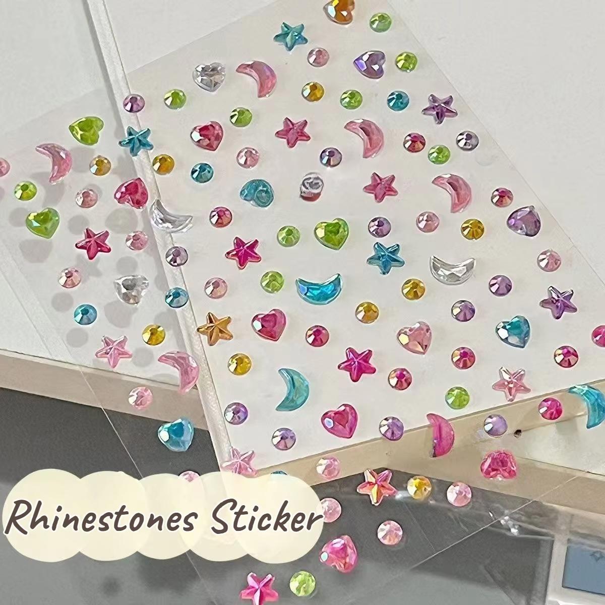 1/2pcs 3D Star Moon Heart Rhin - Body Jewelry Stickers ulasan dan harga