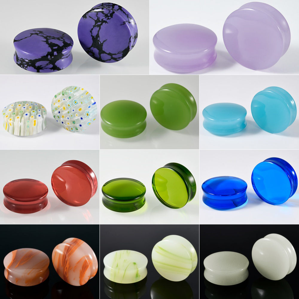 1/2/22PCS Glass&Stone Round Ea - Body Jewelry Tunnels ulasan dan harga