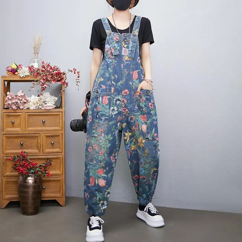 New Printed Denim Overalls Wom - Body Jewelry Plus ulasan dan harga