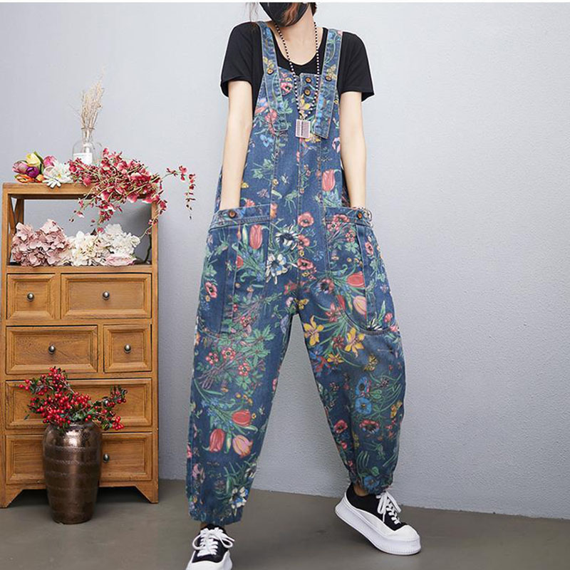 New Printed Denim Overalls Wom - Body Jewelry Plus ulasan dan harga