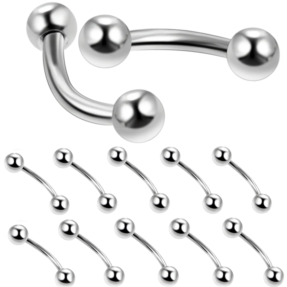 10Pcs/lot Steel Eyebrow Banana - Eyebrow Curved Barbell ulasan dan harga