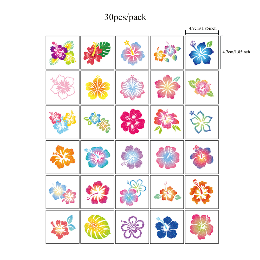30pcs Glitter Summer Beach Flo - Body Jewelry Glue ulasan dan harga