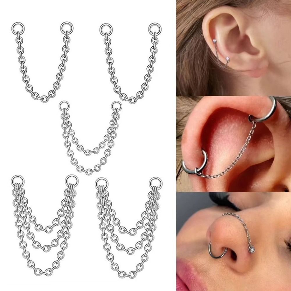 Titanium Nose Chain Three Laye - Body Jewelry Ear Piercing ulasan dan harga