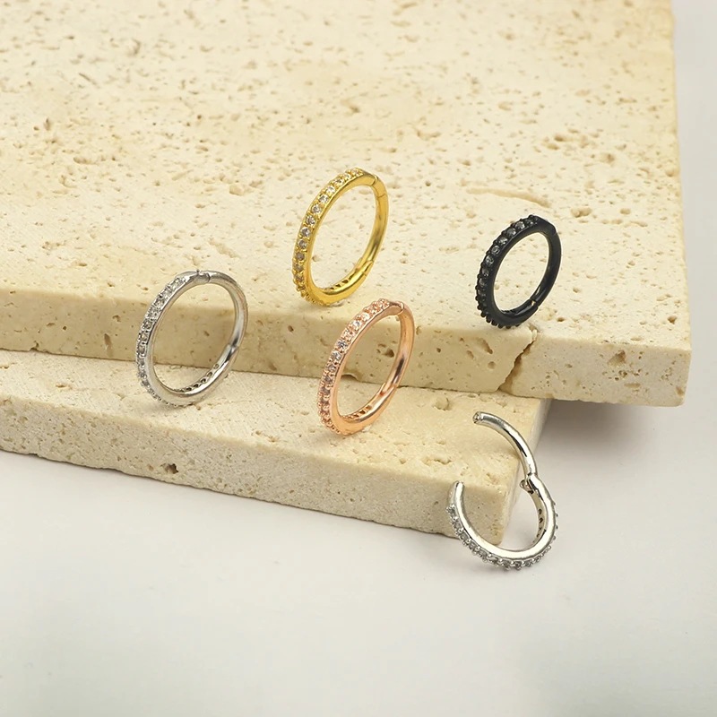 16G Clear CZ Nose Ring Hoop 31 - Body Jewelry And Earrings ulasan dan harga