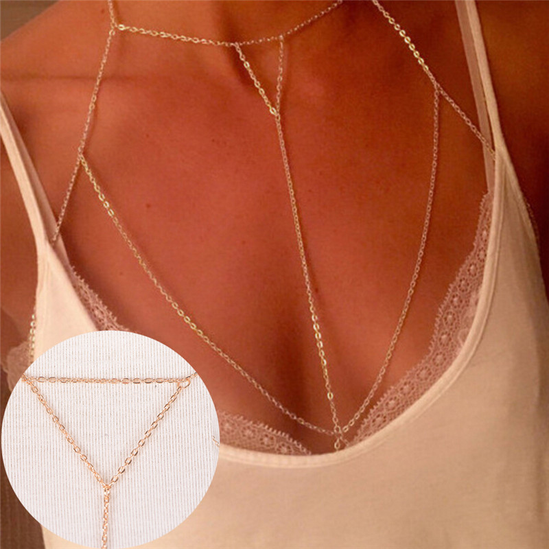 Gold Silver Fashion Link Chain - Body Jewelry Gold ulasan dan harga