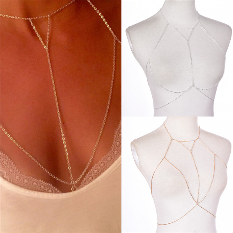 Gold Silver Fashion Link Chain - Body Jewelry Gold ulasan dan harga