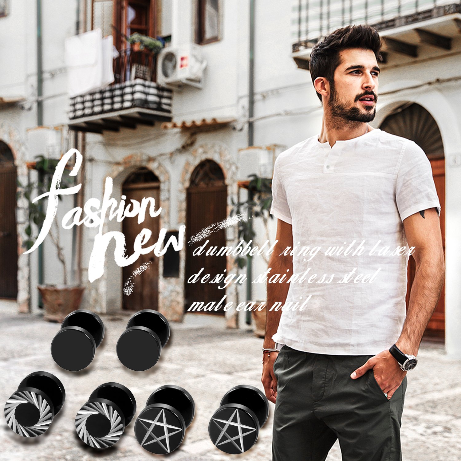 2Pcs/6Pcs Black Stainless Stee - Body Jewelry Tunnels ulasan dan harga
