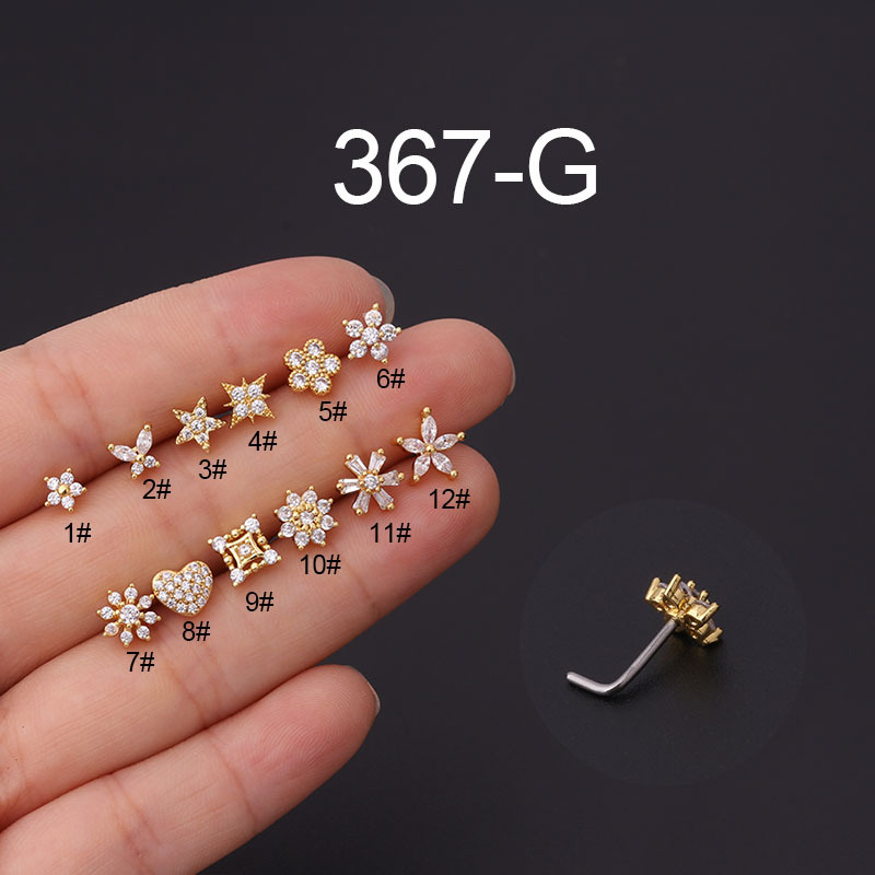 1Pc L Shaped Nose Studs Stainl - Body Jewelry Indian ulasan dan harga