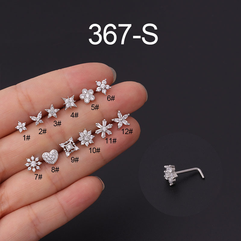 1Pc L Shaped Nose Studs Stainl - Body Jewelry Indian ulasan dan harga