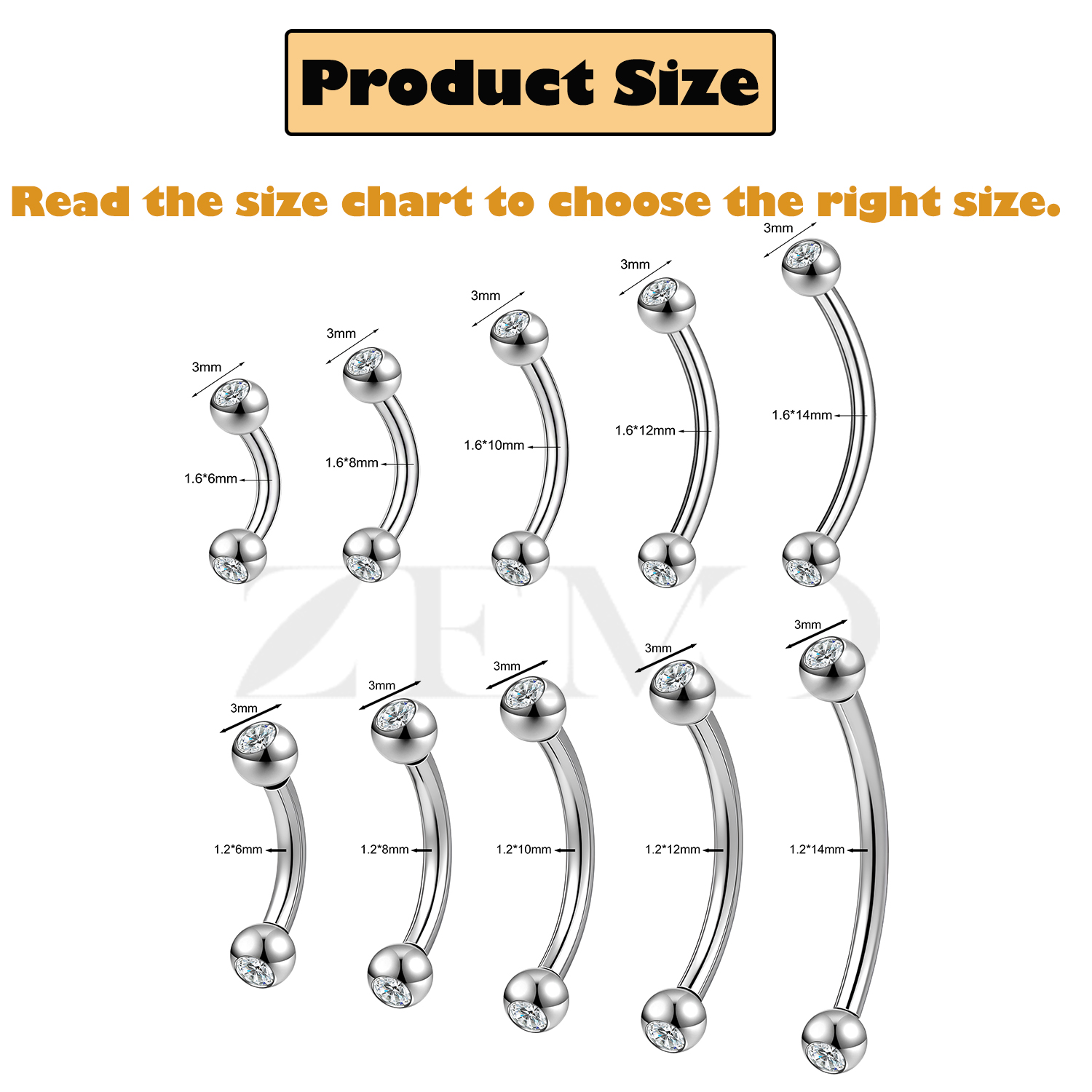 ZEMO 1PC 14/16G Stainless Stee - Eyebrow Curved Barbell ulasan dan harga