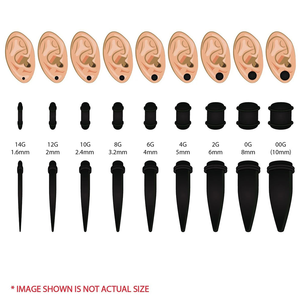 1 Set Ear Taper Kit Black Ear  - Body Jewelry Tunnels ulasan dan harga
