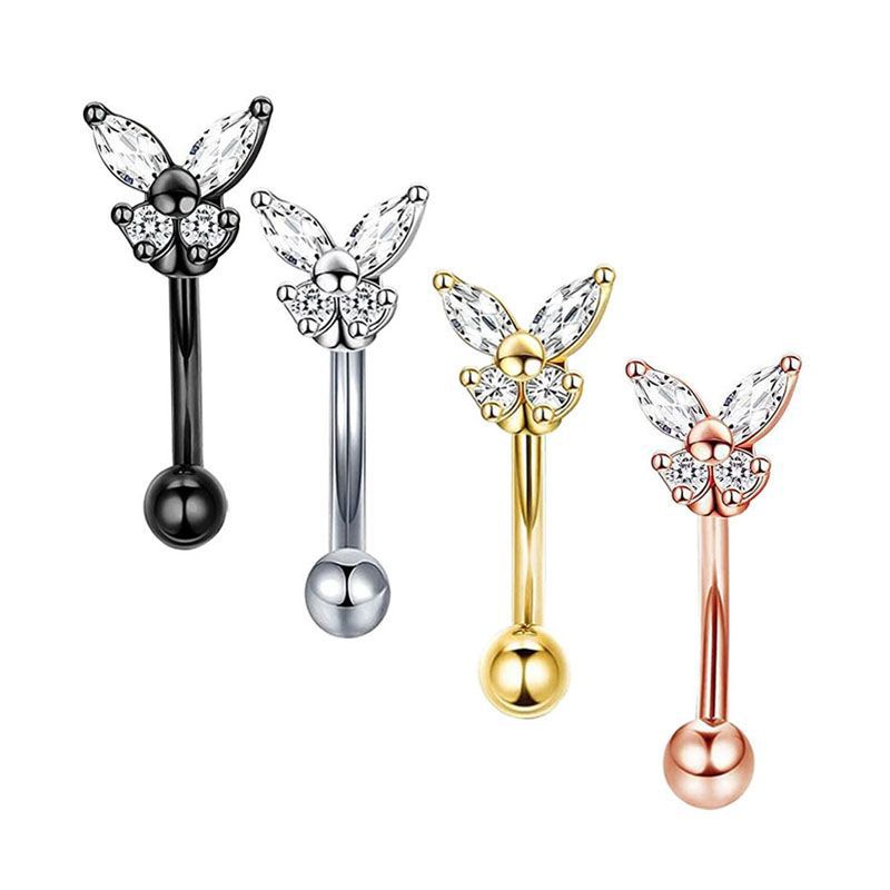 Gold Rook Piercing Jewelry 14K - Eyebrow Curved Barbell ulasan dan harga