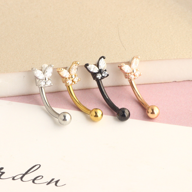 Gold Rook Piercing Jewelry 14K - Eyebrow Curved Barbell ulasan dan harga