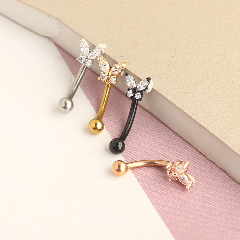 Gold Rook Piercing Jewelry 14K - Eyebrow Curved Barbell ulasan dan harga