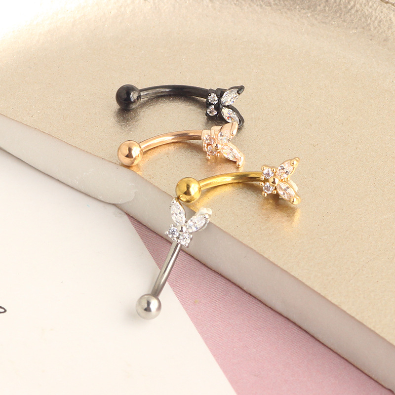 Gold Rook Piercing Jewelry 14K - Eyebrow Curved Barbell ulasan dan harga