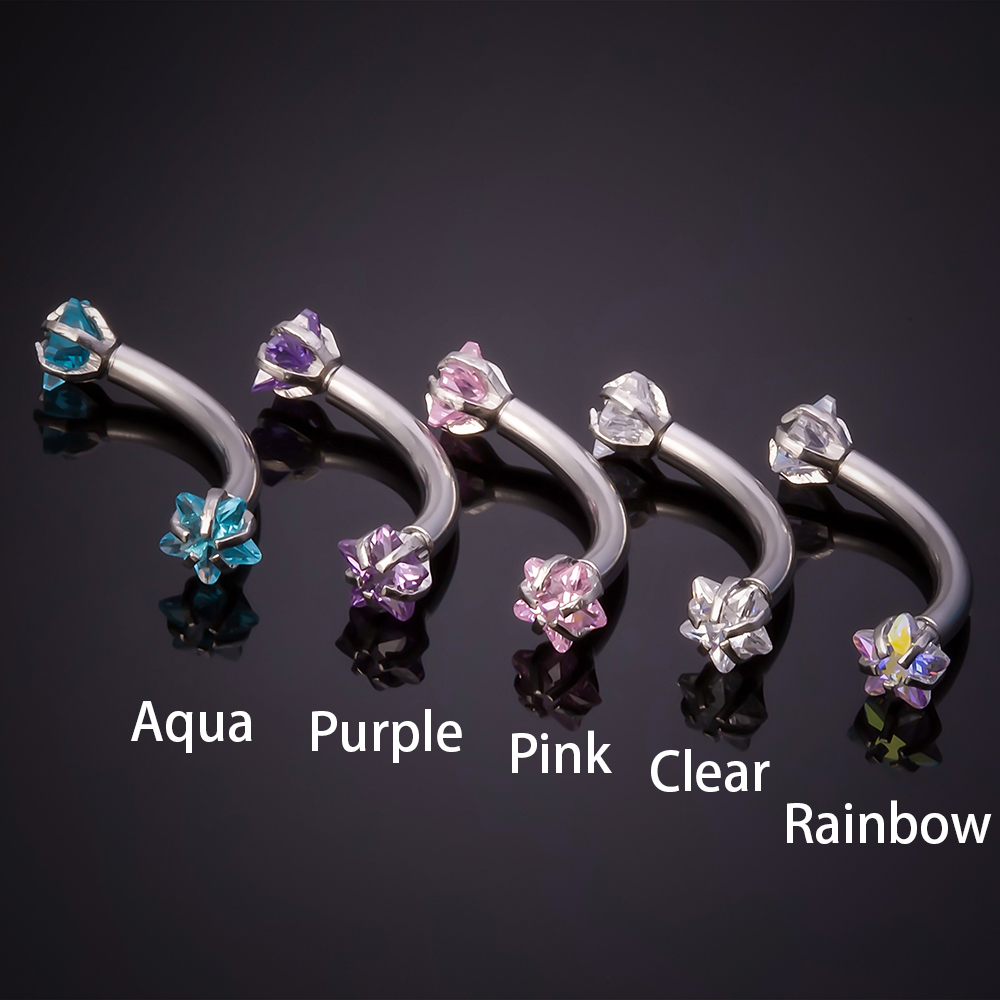 1pc Steel Cubic Zirconia Eyebr - Eyebrow Curved Barbell ulasan dan harga