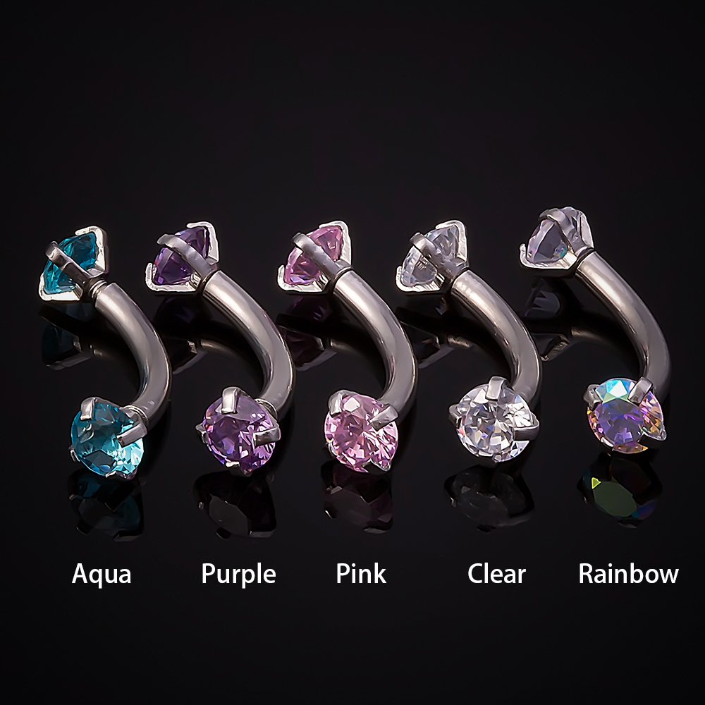 1pc Steel Cubic Zirconia Eyebr - Eyebrow Curved Barbell ulasan dan harga