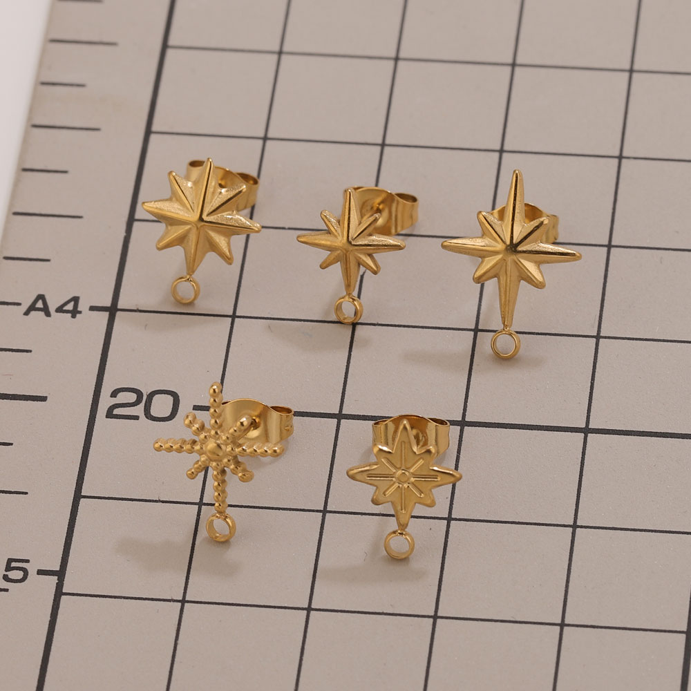 6pcs Stainless Steel Star Earr - Body Jewelry Gold ulasan dan harga