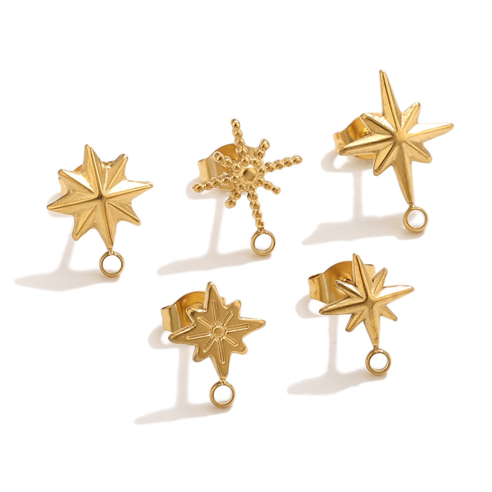 6pcs Stainless Steel Star Earr - Body Jewelry Gold ulasan dan harga