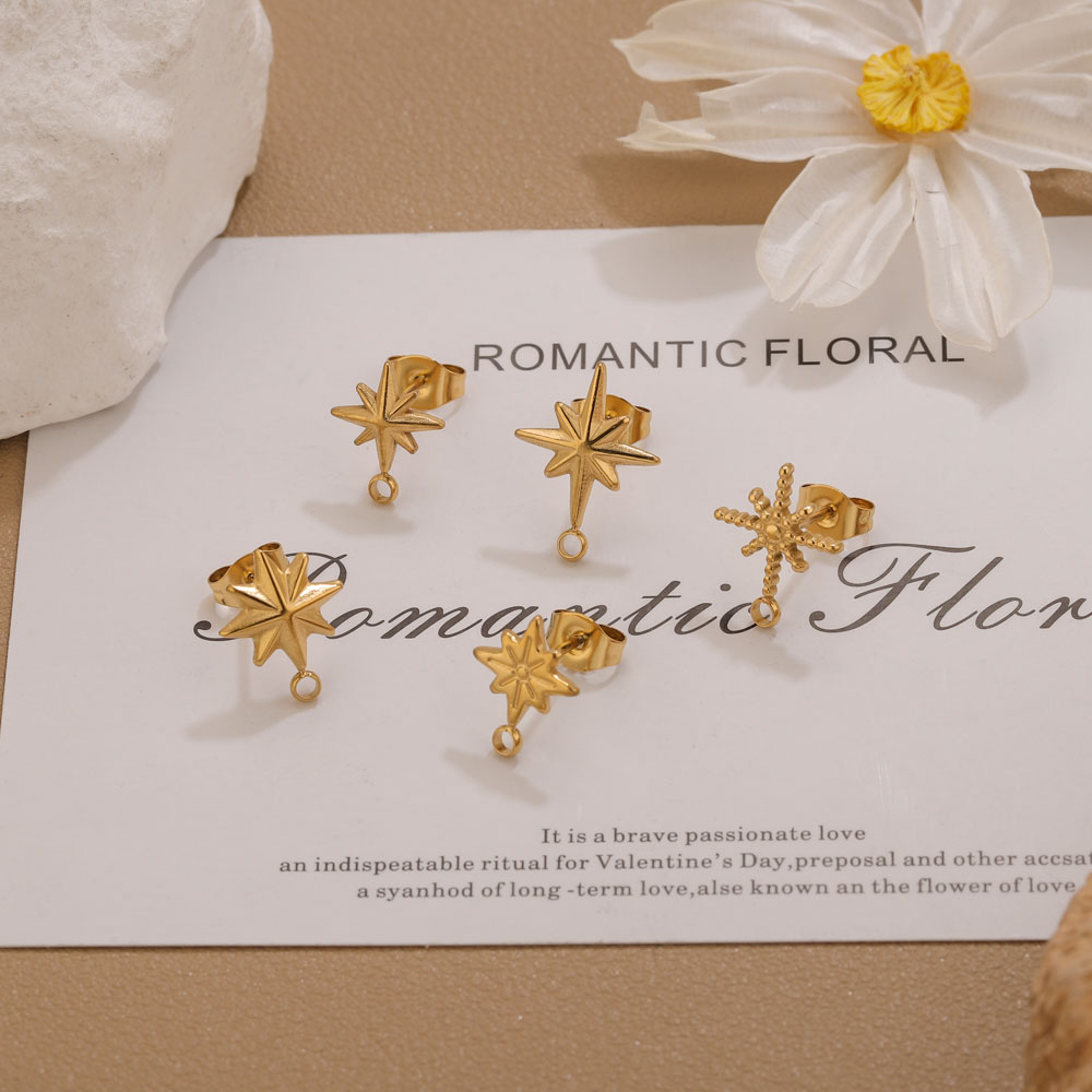6pcs Stainless Steel Star Earr - Body Jewelry Gold ulasan dan harga