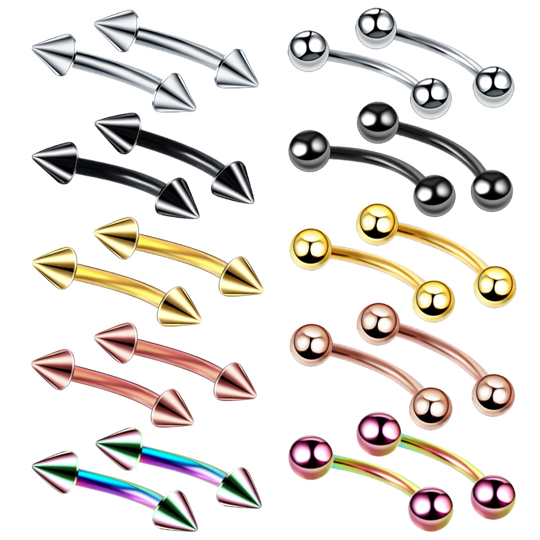 20pc/set Steel Eyebrow Banana  - Eyebrow Curved Barbell ulasan dan harga