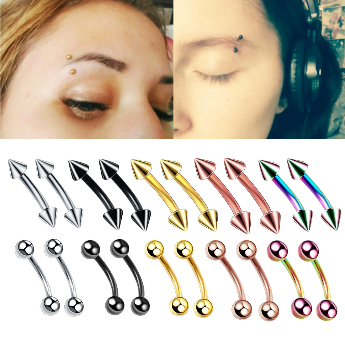 20pc/set Steel Eyebrow Banana  - Eyebrow Curved Barbell ulasan dan harga