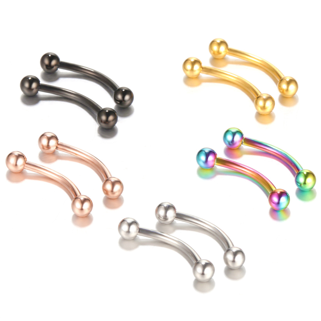 20pc/set Steel Eyebrow Banana  - Eyebrow Curved Barbell ulasan dan harga