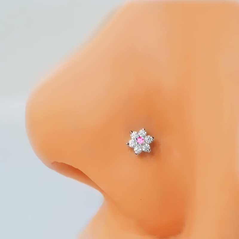 3PC Stainless Steel Flower Nos - Body Jewelry Indian ulasan dan harga