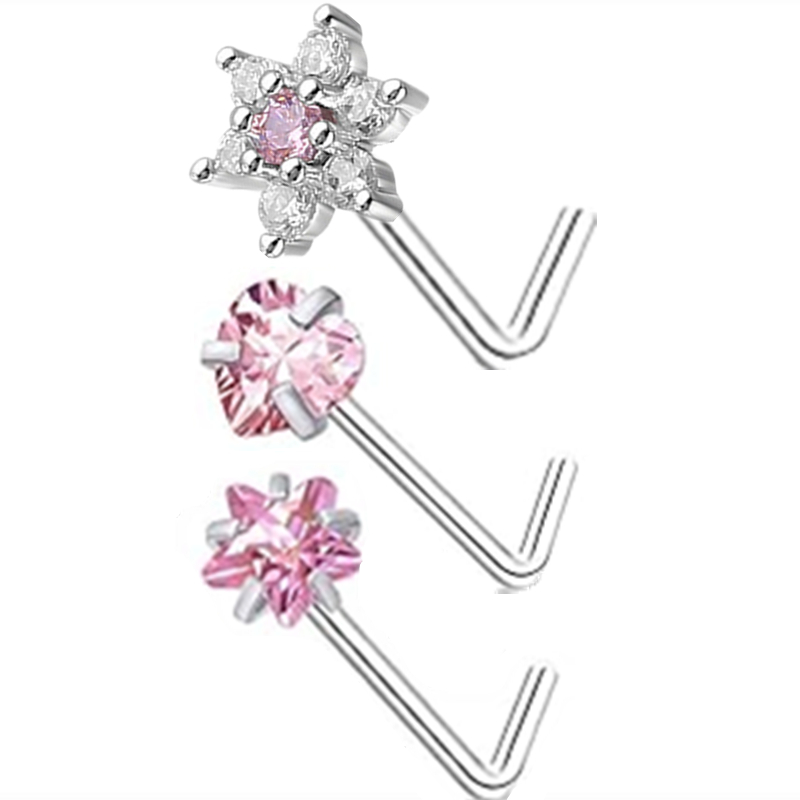 3PC Stainless Steel Flower Nos - Body Jewelry Indian ulasan dan harga