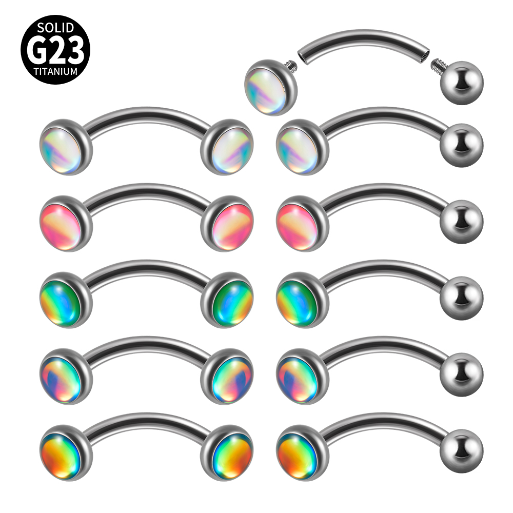 1PC G23 TItanium 16G Flash Gem - Eyebrow Curved Barbell ulasan dan harga