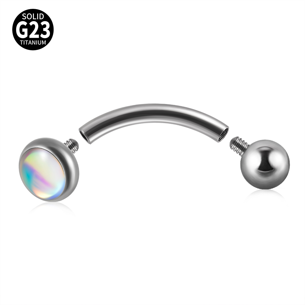 1PC G23 TItanium 16G Flash Gem - Eyebrow Curved Barbell ulasan dan harga