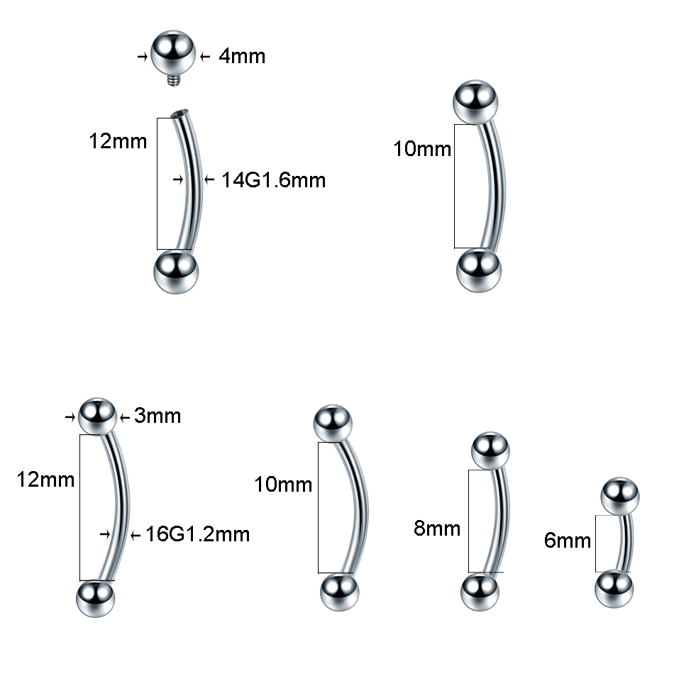 10Pcs/lot G23 Titanium Eyebrow - Eyebrow Curved Barbell ulasan dan harga