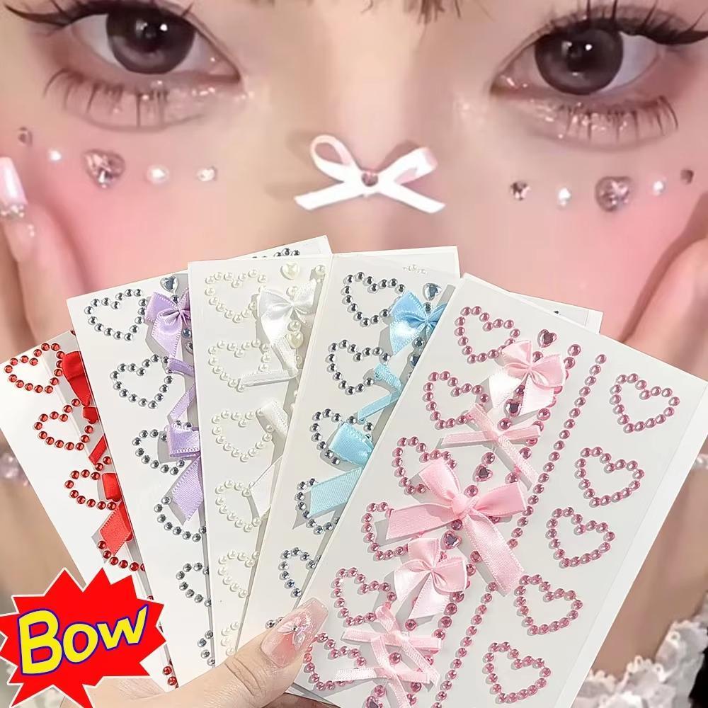 1 Sheet Red Ribbon Bow Sparkly - Body Jewelry Stickers ulasan dan harga