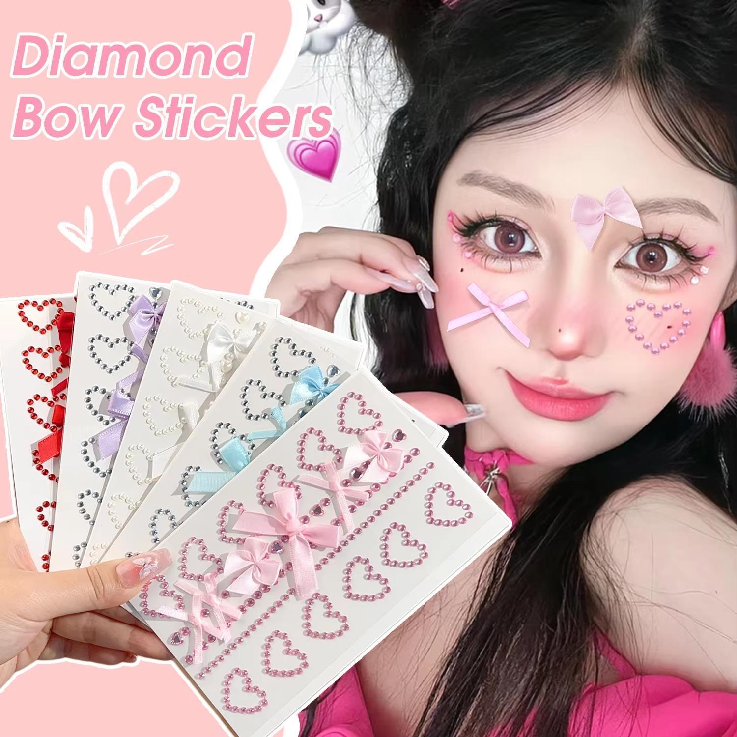 1 Sheet Red Ribbon Bow Sparkly - Body Jewelry Stickers ulasan dan harga