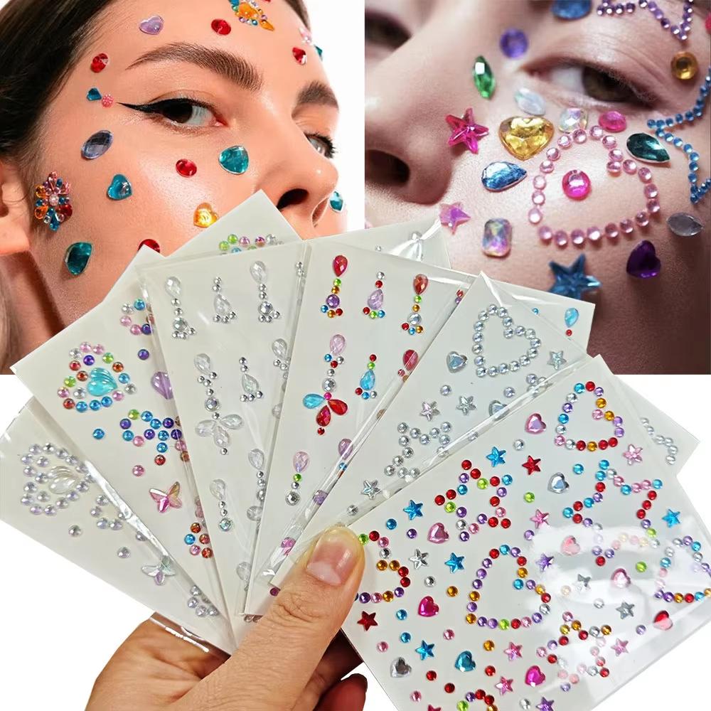 1 Sheet Colorful Bow/Star/Hear - Body Jewelry Stickers ulasan dan harga
