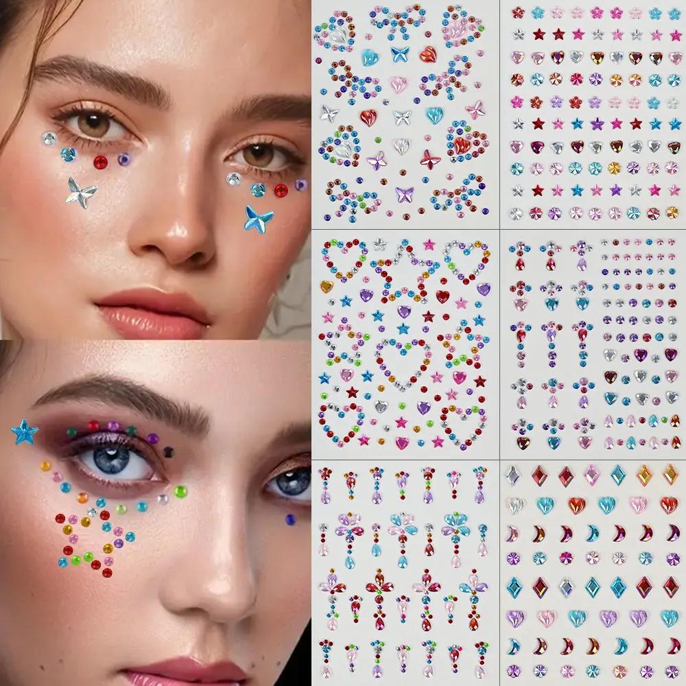 1 Sheet Colorful Bow/Star/Hear - Body Jewelry Stickers ulasan dan harga