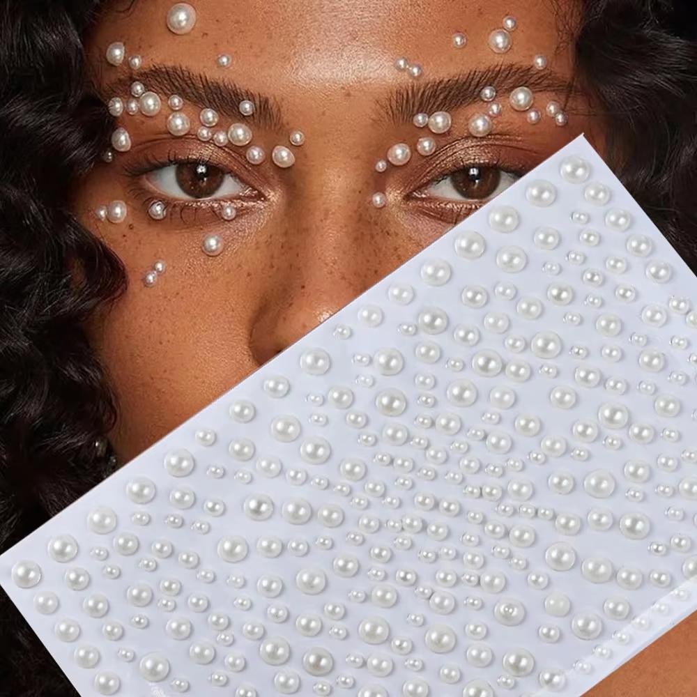 1sheet White Pearl Rhinestones - Body Jewelry Stickers ulasan dan harga
